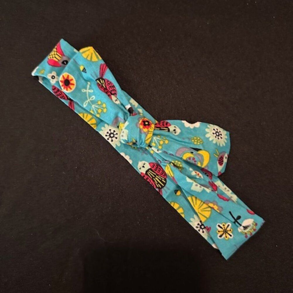 Aqua Spring Flowers Knot Headband  HB1038  Handmade NWT Boutique